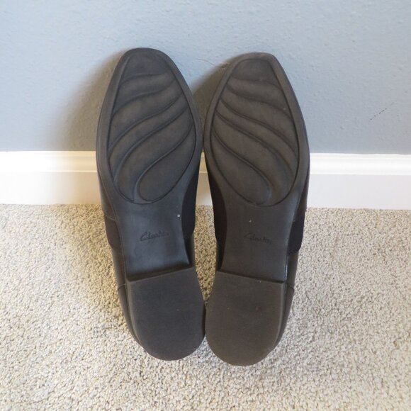 Clarks Womens Juliet Gem Shoes Size 7.5 Black Leather Slip-On Flats - Picture 9 of 11